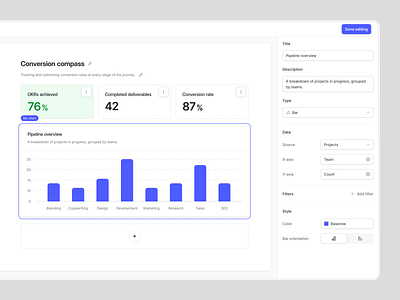 Baserow — Dashboard Analytics 📊 app application bar chart clean editor graph inter metrics product design saas simple startup statistics stats summary ui user interface ux widelab widgets