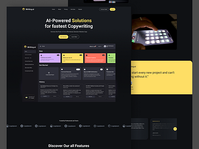 Writer.ai: AI-Powered Writing Dashboard Tool ai writing tools artificial intelligence content optimization content writing copywriting uiux user interface web design website writingservices