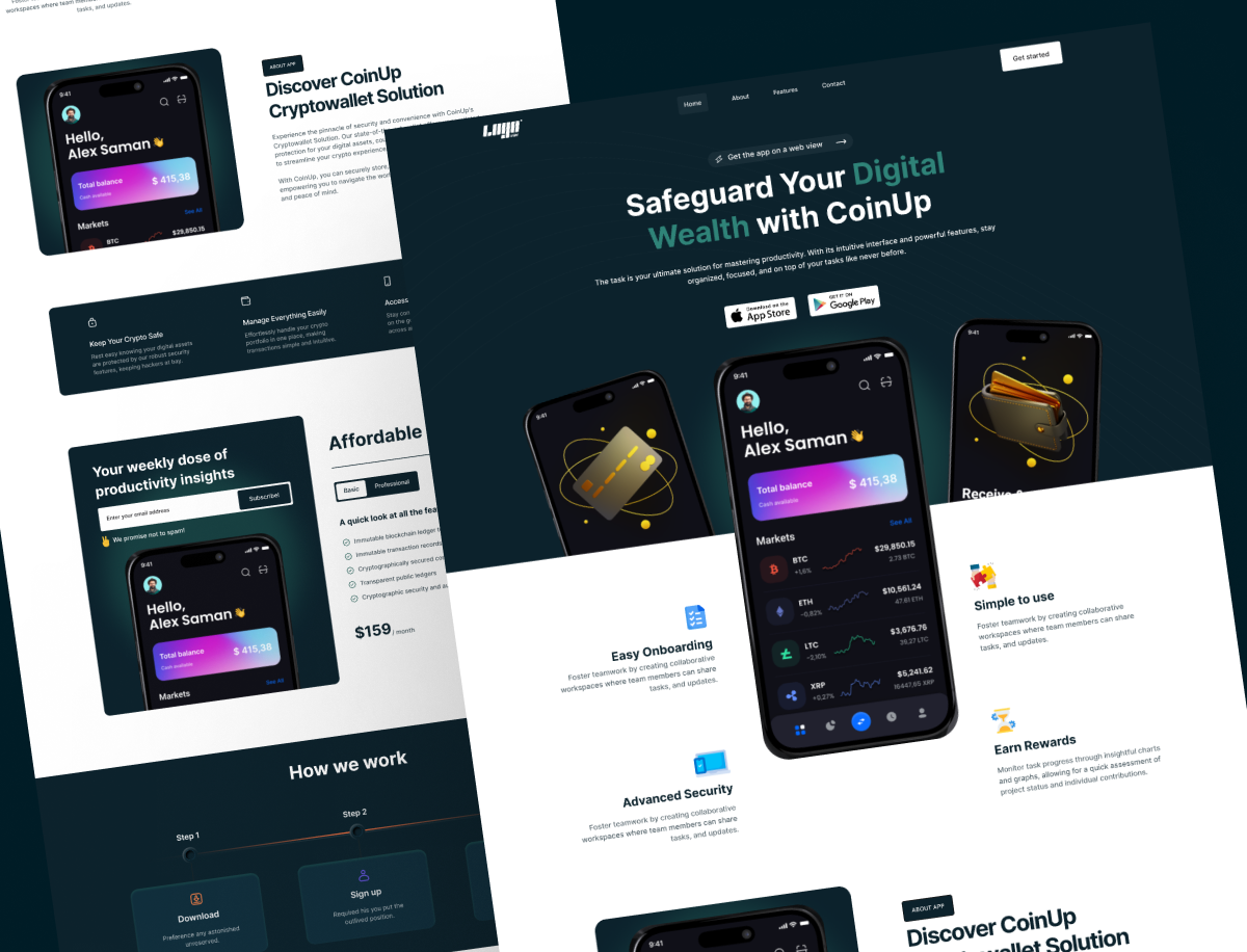 Secure Cryptocurrency Solutions & Trading Tools bitcoin blockchain crypto cryptocurrency landing page trading platforms trading tool uiux web design website