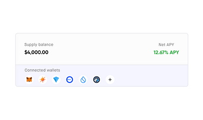 Unified wallet balance and aggregated APY on a lending market crypto design figma lending product design ui uiux web3