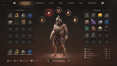 Conan Exiles' inventory screen redesign conan design exiles fantasy game gaming inventory medieval ui ux