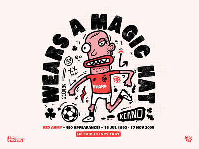 Magic Hat art cartoon football fresco illustration keane logo manchester united sketch soccer t shirt