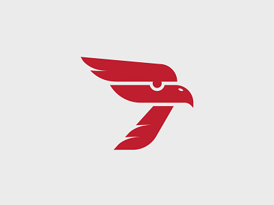 Eagle Head 7 or F Logo 7 beak branding claw eagle eye fly flying gabuu gabuudesign graphic design letter logo mighty number red seven strong typography wing