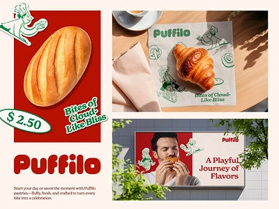 Puffilo Posters: Showcasing Light, Fluffy Delight brand design brandidentity branding design fb food graphic design illustration logo logo design pastrybrand playful design