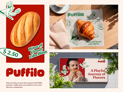 Puffilo Posters: Showcasing Light, Fluffy Delight brand design brandidentity branding design fb food graphic design illustration logo logo design pastrybrand playful design