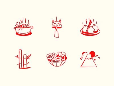 Japanese Culture Sketch Illustration 🎋🍥 bamboo culture dango fuji graphic handdrawing icon illustration japan japanese ramen sketch