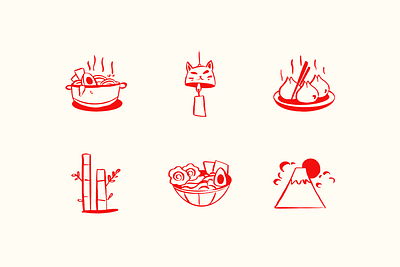 Japanese Culture Sketch Illustration 🎋🍥 bamboo culture dango fuji graphic handdrawing icon illustration japan japanese ramen sketch