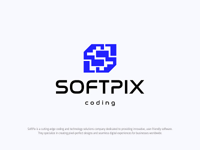 SoftPix logo, Technology, Coding logo design, S + Software +Code blockchain logo brand identity branding code code logo coding logo creative logo identity it firm logo logo logo design logos logotype modern logo monogram pixel logo s logo software logo tech logo technology logo