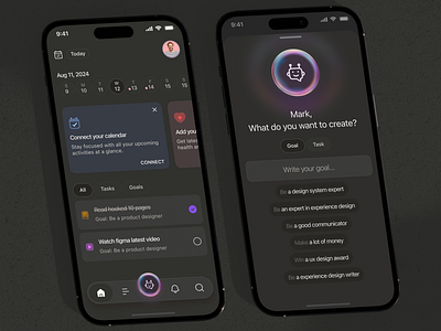 AI Assistant - Dark Mobile App ai app app design app mockup assistant app dark mobile app darktheme interface ios minimal ui ux