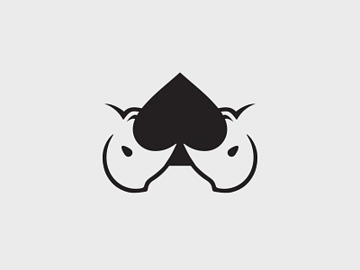 Rhino Spade Logo black branding card casino ear eye gabuu gabuudesign graphic design horn ivory logo negative space poker remi rhino rhinoceros spade strong white