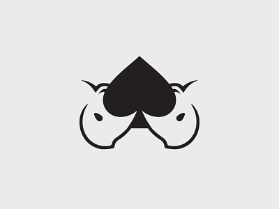 Rhino Spade Logo black branding card casino ear eye gabuu gabuudesign graphic design horn ivory logo negative space poker remi rhino rhinoceros spade strong white