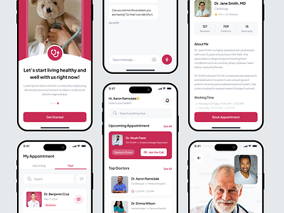 Medical Doctor Consultation App consultation consulting doctor doctor app doctors ios live stream live streaming login screen login with number map mobile mobile app mobile design mobile ui number share signup startup ui kit