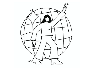 Disco Fever 2d animation character dance disco discoball graphic design linedrawing minimal motion procreate simple woman