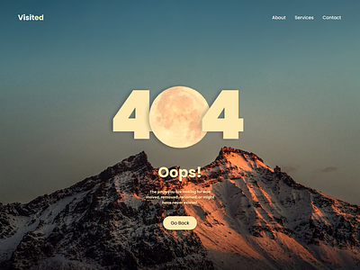 Daily UI #008 - 404 Page 008 404 error page 404 not found 404 page 404 page design 404error 404page daily ui daily ui 008 dailyui dailyui 008 dailyui008 day 008 day 8 moonui mountainui natureinspiredui page not found webdesign404