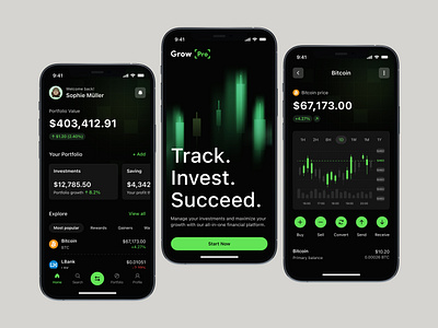 Micro-Investment App – Investing Made Simple appdesign crypto design financial fintech intuitive interface investing investment microinvestments minimal mobile stocks ui userfriendly uxui webdesign