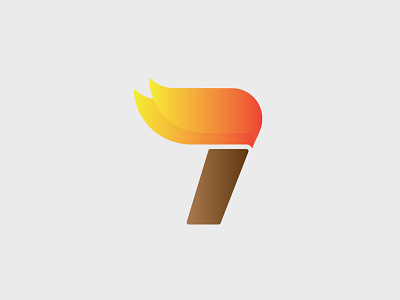 Torch 7 Logo 7 branding brown burn fire gabuu gabuudesign glow gradient graphic design hot letter logo negative space number orange red seven simple yellow