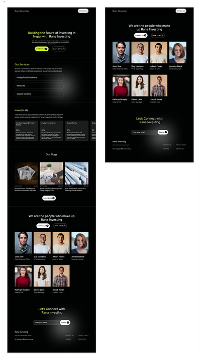 Rana Investing - Website Design dark mode investment investment firm landing page ui web design website