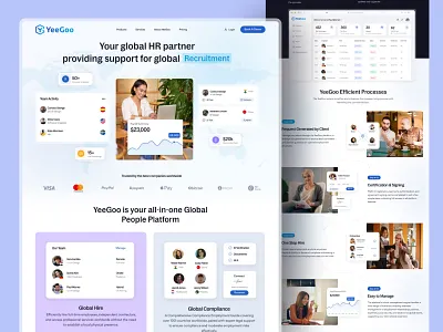 Saas Landing Page eor fintech saas landing page global contractor global payroll management hiring landing page hr dashboard hr management hr management dashboard hr recruitment hr web app hr website design for startups landing page payroll payroll landing page recruitment saas saas software saas solution website design ui