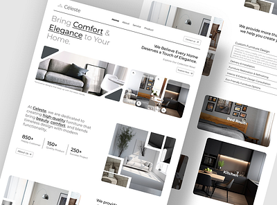 Celeste - Furniture E-Commerce Landing Page Website aestethic architecture branding celeste clean comfort creative design ecommerce furniture graphic design grey landing page logo minimalism online shop ui ux web design website