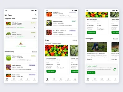 Farm management application agriculture agritech crops diary farm farm diary farm management plants ui vegetable