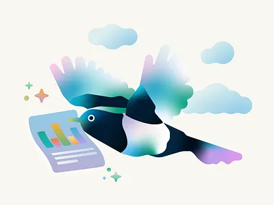 Magpie Data Spot Illustration bird brand identity branding data gradient illustration system magpie nonprofit saas spot illustration startup tech company