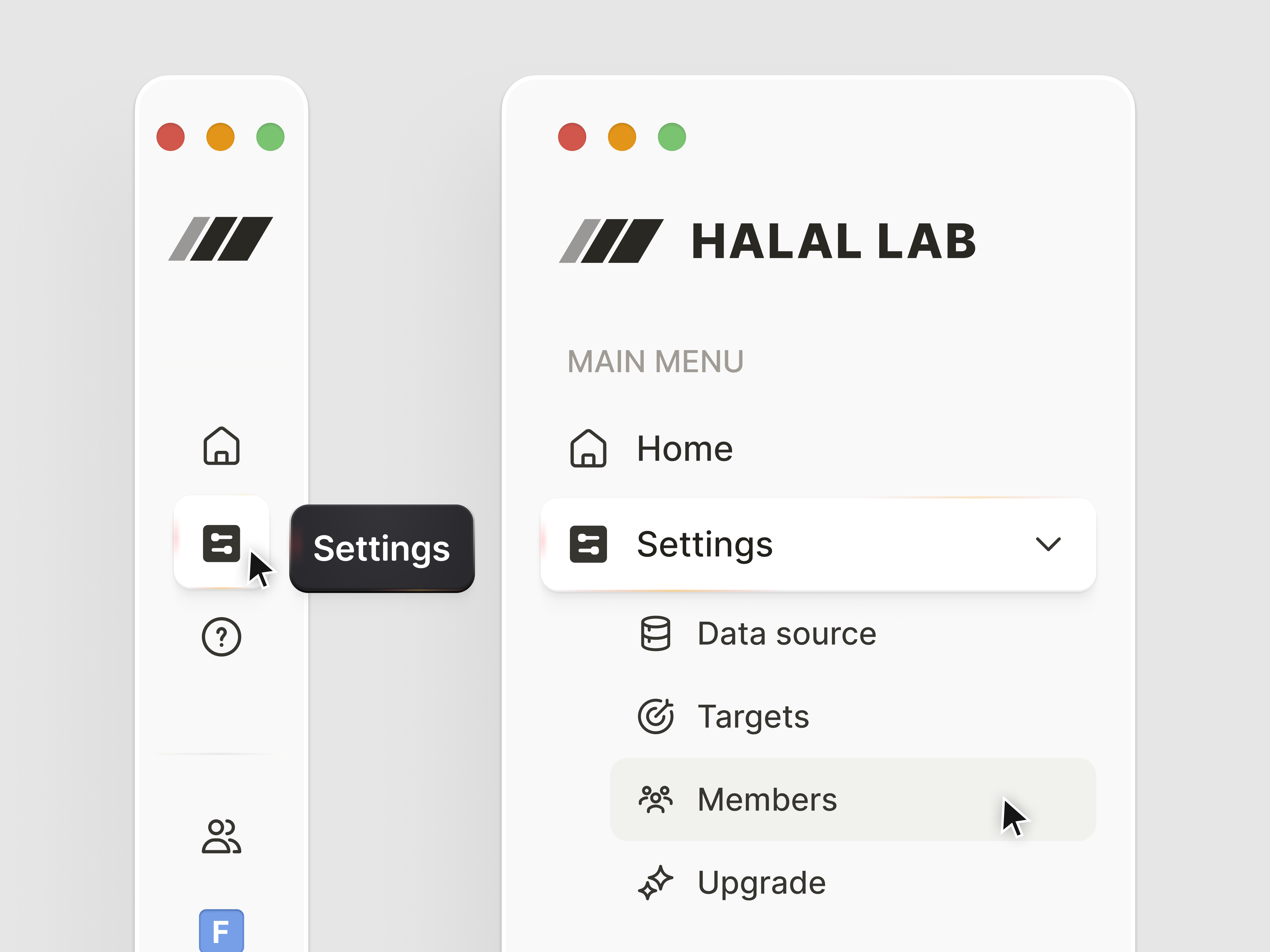 Sidebar Navigation Menu by Hugeicons for Halal Lab on Dribbble