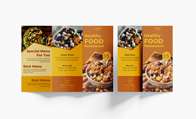 Healthy food trifold Brochure template design, food menu trifold agency