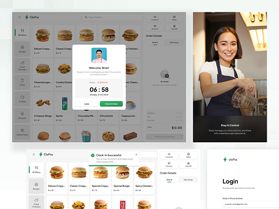 ClaPos - Login Flow POS Apps animation cashier dashboard clock in email flow food app login login app password point of sale pos system pos ui kit product product design restaurant saas template design ui kit ui8 uiux