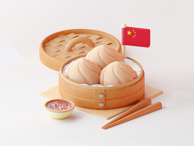 A Tribute to Dim Sum 🍜 3d food 3d illustration chinese meal dim sum meal snack