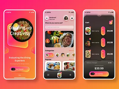 "Vibrant Food App UI – Bringing Flavor to Every Screen" appconcept appdesignshowcase boldcolors cartinterface creativedesign designtrends foodapp fooddelivery foodloversapp foodui gradientdesign interactivedesign mobileappdesign mobileui modernui onboardingscreen uiinspiration uiuxdesign userinterface uxdesign