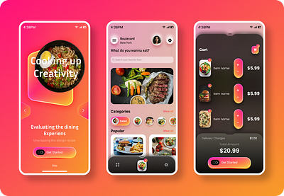 "Vibrant Food App UI – Bringing Flavor to Every Screen" appconcept appdesignshowcase boldcolors cartinterface creativedesign designtrends foodapp fooddelivery foodloversapp foodui gradientdesign interactivedesign mobileappdesign mobileui modernui onboardingscreen uiinspiration uiuxdesign userinterface uxdesign