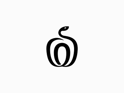 Apple + snake animal apple apple logo branding concept design double meaning logo logo design negative space roxana niculescu snake