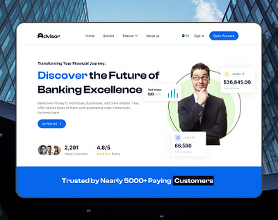 Advisor | Fintech Landing Page Template | Strenuix banking website branding design agency saudi arabia digital banking figma finance fintech ksa landing page landing page template online banking riyadh saudi arabia ui ui gulf uiux user centric design user experience user interface website design