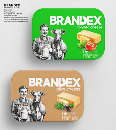 Brandex Gourmet Cheese Packaging Mockup premium packaging template