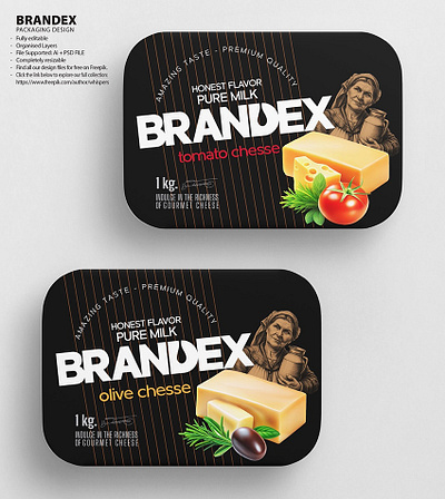 Brandex Gourmet Cheese Packaging Mockup premium packaging template