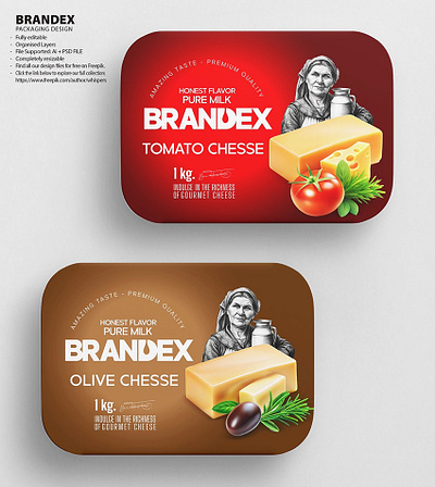 Brandex Gourmet Cheese Packaging Mockup premium packaging template