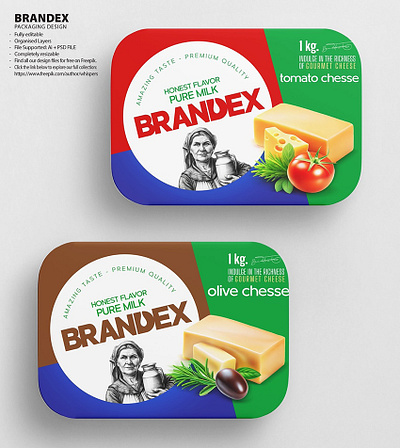 Brandex Gourmet Cheese Packaging Mockup premium packaging template