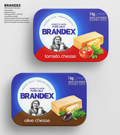 Brandex Gourmet Cheese Packaging Mockup premium packaging template