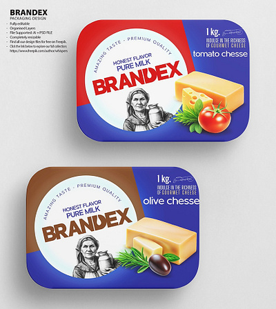 Brandex Gourmet Cheese Packaging Mockup premium packaging template