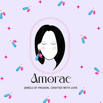 Elegant jewelry packaging design for Amorae: 'Jewels of passion, branding graphic design logo