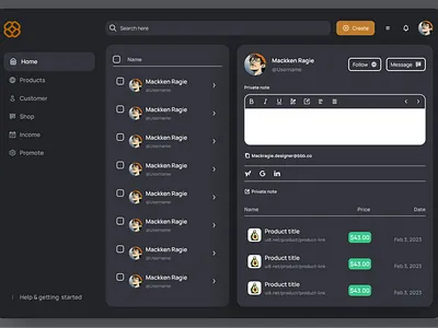 Dashboard for Managing Your Clients ui