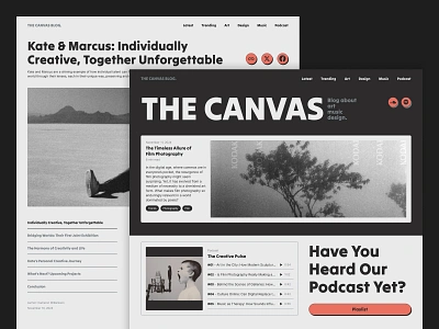 The Canvas: Blog Website blog bold brutalist concept creative blog design newsletter ui uiux ux web web design webdesign website