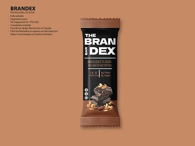 Brandex Protein Bar Packaging Mockup - Chocolate and Nut Flavor chocolate and almond snack.