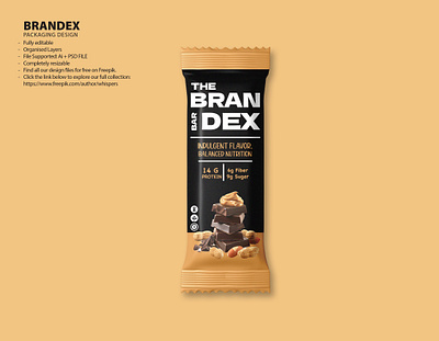 Brandex Baby Diapers Packaging Mockup Design chocolate and almond snack.