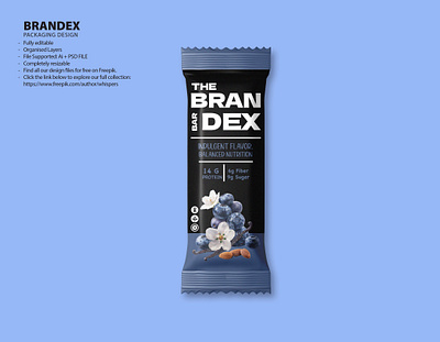 Brandex Protein Bar - Chocolate and Nut Flavor Packaging Design chocolate and almond snack.