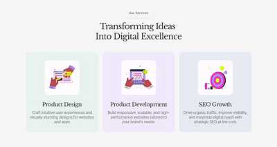 Services Section Design Agency Landing Page animation design graphic design illustration typography ui