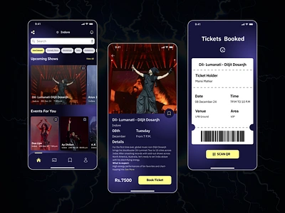 LiveBeat - Event Booking App app booking app concert booking design event booking ios mobile standup ticket ticket booking ui uiux