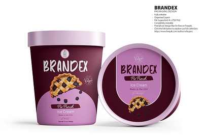 Brandex Premium Vegan Ice Cream Packaging Design delicious vegan dessert.