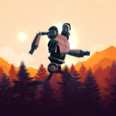 Iron Giant run cycle after effects character concept cycle design iron giant loop motion design rig robot run walk