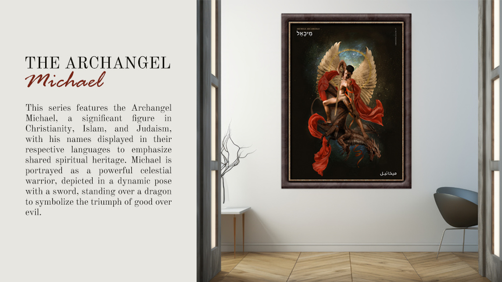 Archangel Collage Art Prints arabic collage collageartist digitalcollage graphic design illus illustration mixedmedia photoshopart poster